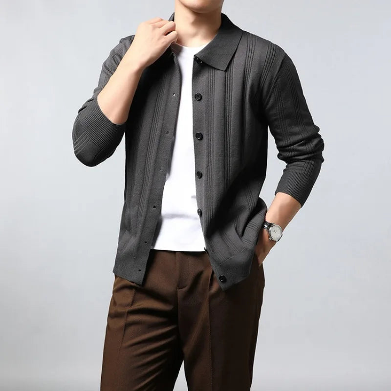 Men's Lightweight Knitted Cardigan – Breathable Business Casual Open Front Sweater, Soft Everyday Essential
