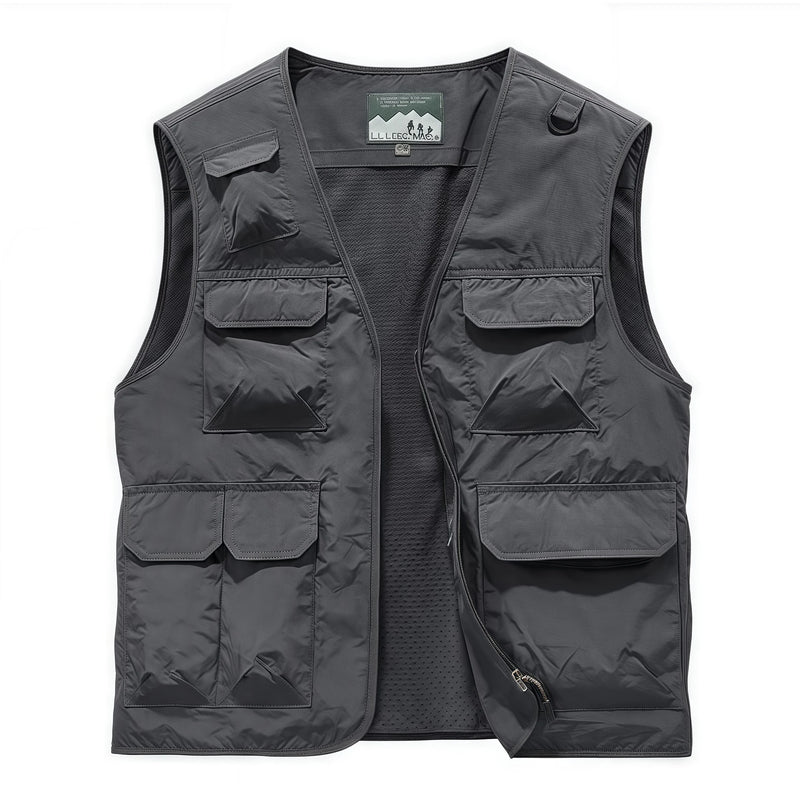 Men's waistcoat outdoor  quick-drying V-neck lightweight fishing vest Large Size Casual photography jacket  multi-pocket vest