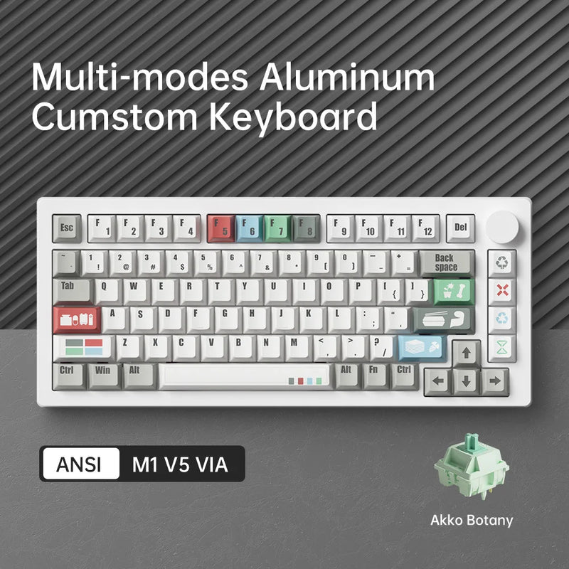 Akko MonsGeek M1 V5 Tri-mode Mechanical Keyboard VIA 75% ANSI/ISO 3/5 Pins Customized Hot-swappable RGB Rapid Disassemble Gasket