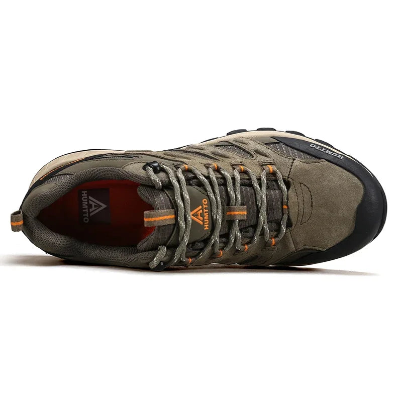 HUMTTO Non-slip Hiking Shoes Men Outdoor Men's Sports Shoes Leather Safety Walking Sneakers Man Breathable Trekking for Boots