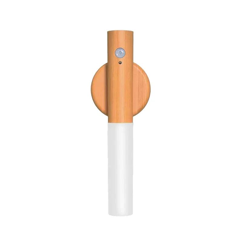 ភ្លើងបំភ្លឺពេលយប់ LED ១/២/៣/៤ ដុំ ភ្លើងជញ្ជាំងគ្រាប់ឈើ ចង្កៀងចាប់សញ្ញាចលនា ម៉ាញេទិកអាចសាកបាន សម្រាប់បន្ទប់គេង ជណ្តើរ ច្រករបៀង