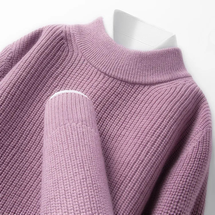 Men's 100% Merino Wool Crew-Neck Sweater -  Soft Textured Knit Business Casual Pullover Sweatshirt