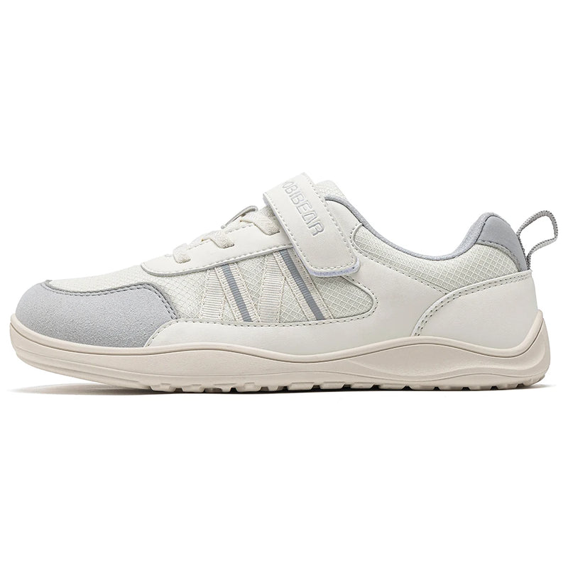 HOBIBEAR Big Kid Wide Width Shoes Barefoot Hook-Loop Artificial Leather Sneakers Lightweight Zero Drop Walking Shoes