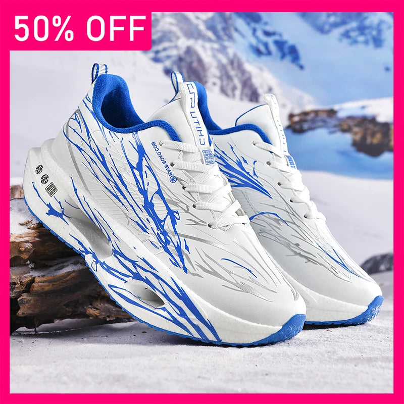 Unisex Sports Shoes Hollow Soft Sole Anti Slip Road Professional Training Shoes New Short Plush Comfortable Winter Running Shoes