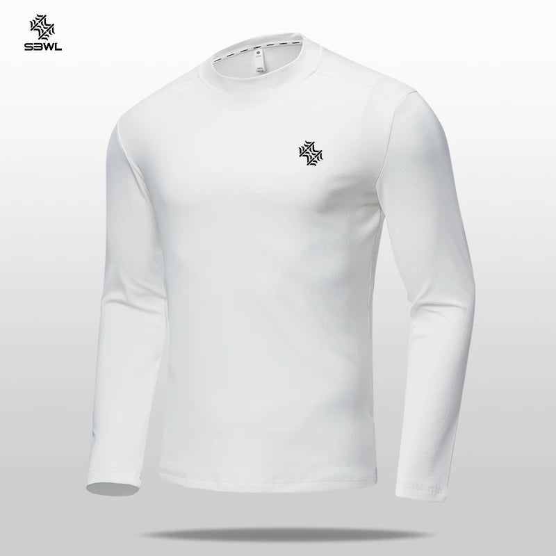 SBWL Autumn and Winter High Quality Outdoor Sports Warm Inside with Elastic Long Sleeve T-Shirt Running Fitness Base Shirt Tops