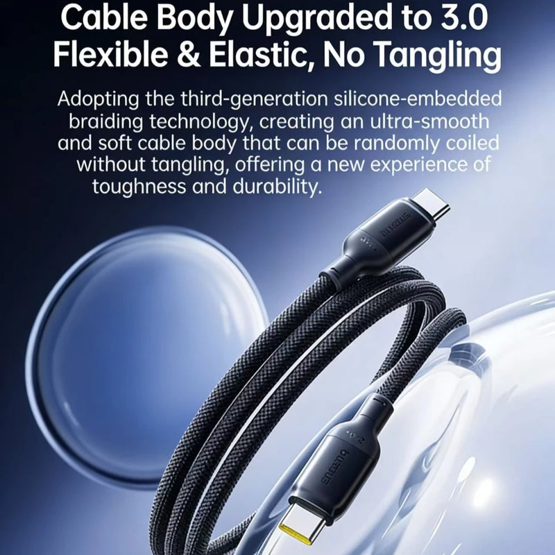 ខ្សែសាកទិន្នន័យ ANKER 2in1 USB-C ទៅ USB-C Braided 140W ក្បាលពីរ សាកថ្មលឿន ថាមពលខ្ពស់-A8895 ស័ក្តិសមសម្រាប់ iPhone16/PC/iPad Android