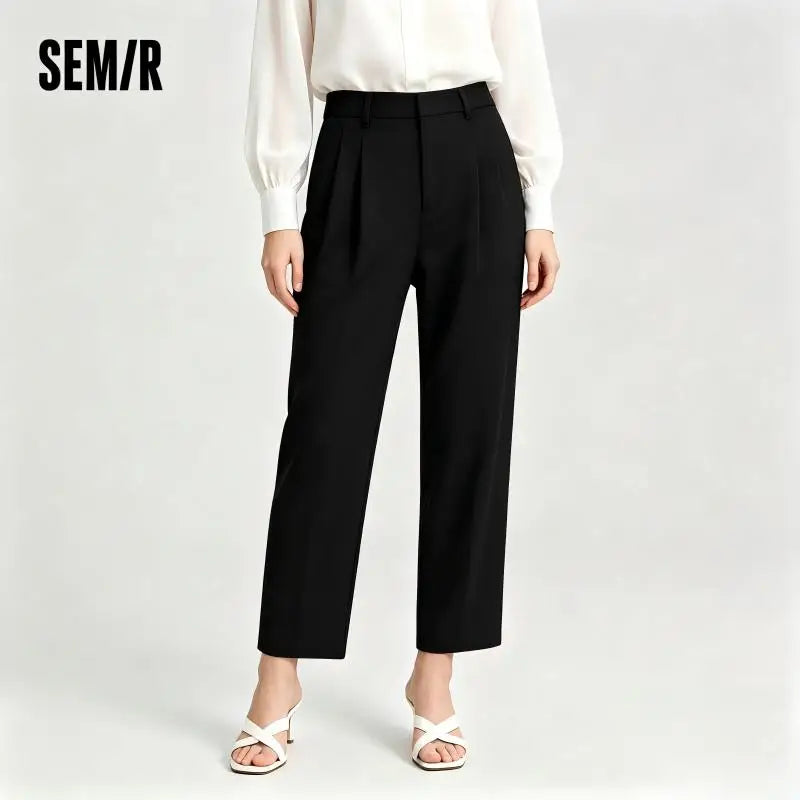 Semir Minimalist Pants Women 2026 Spring Solid Color Ins Trendy Wide Leg Casual Comfortable Daily Wear Long Trousers
