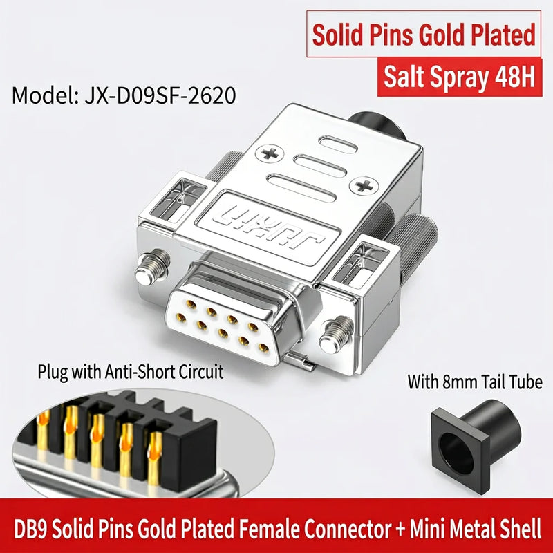 DIVEDEER Industrial DB9 Male & Female Connectors 9-Pin RS232/485 Serial Port COM Adapter Plug