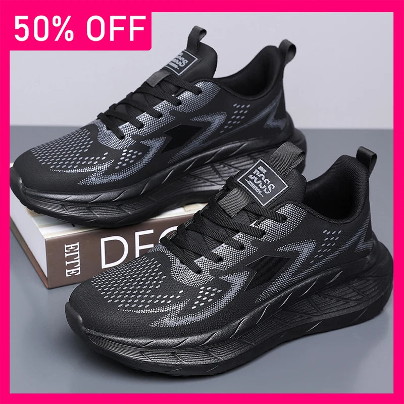 Men Sports Shoes Fashion Lace Up Mesh Breathable Lightweight Autumn Daily Commuting Sports Shoes Comfort Versatile Tennis Shoes