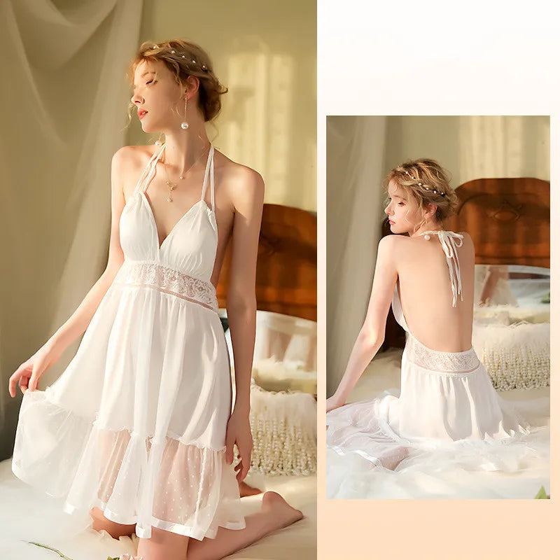 Vestidos Para Mujer New Satin Lace Short Night Dress Woman Thin Sleeveless Sling Sleep Shirts Slim Summer Nightgowns Female