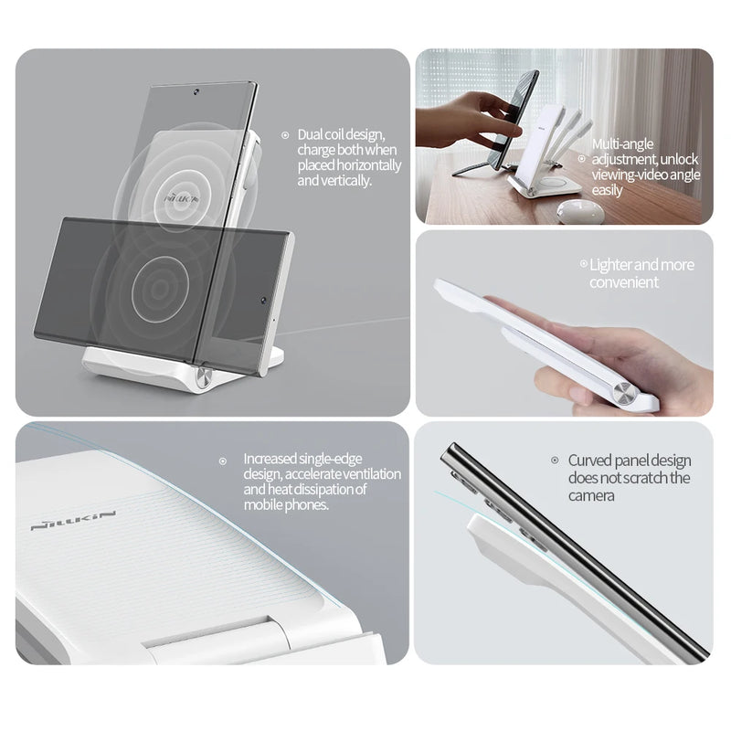 NILLKIN Wireless Chargers 3 in 1 For Galaxy Watch 5/5 Pro 15W Qi Fast Charging Station For Samsung S23/S22/S21 Charger Stand