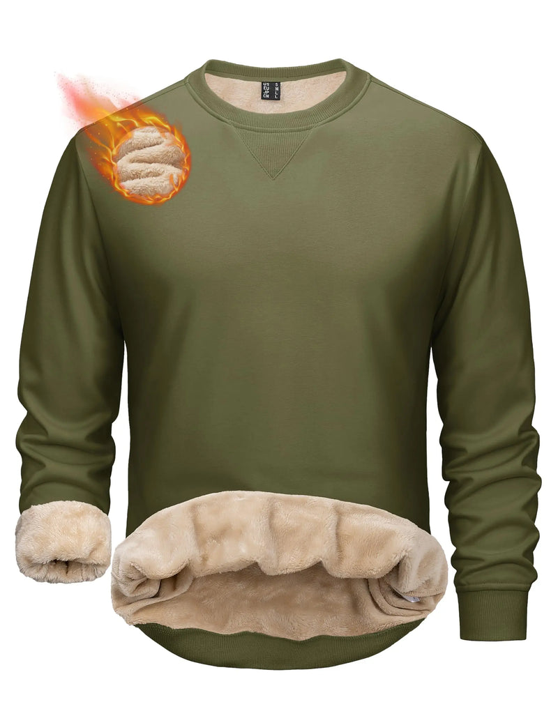 TACVASEN Men's Sherpa Lined Sweatshirt Thermal Fleece Pullover Winter Warm Thick Crewneck Sweatshirts Casual Solid Tops For Men