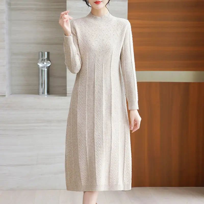 Knitting Sweaters & Jumpers Casual Spring Autumn Woolen Jersey For Women Basic Wear Pullover Female Long Dress Woolen Knitwear