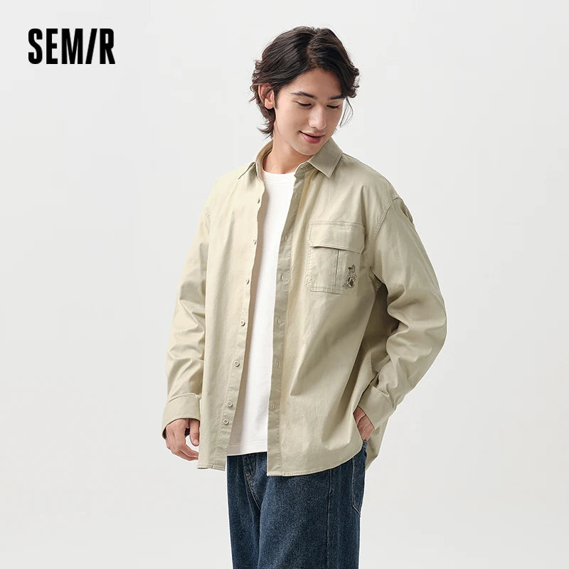 Semir Casual Shirts For Man Outdoor Style Loose Trendy Printed Turn-Down Collar Men Long Sleeve Tops 2026 Spring