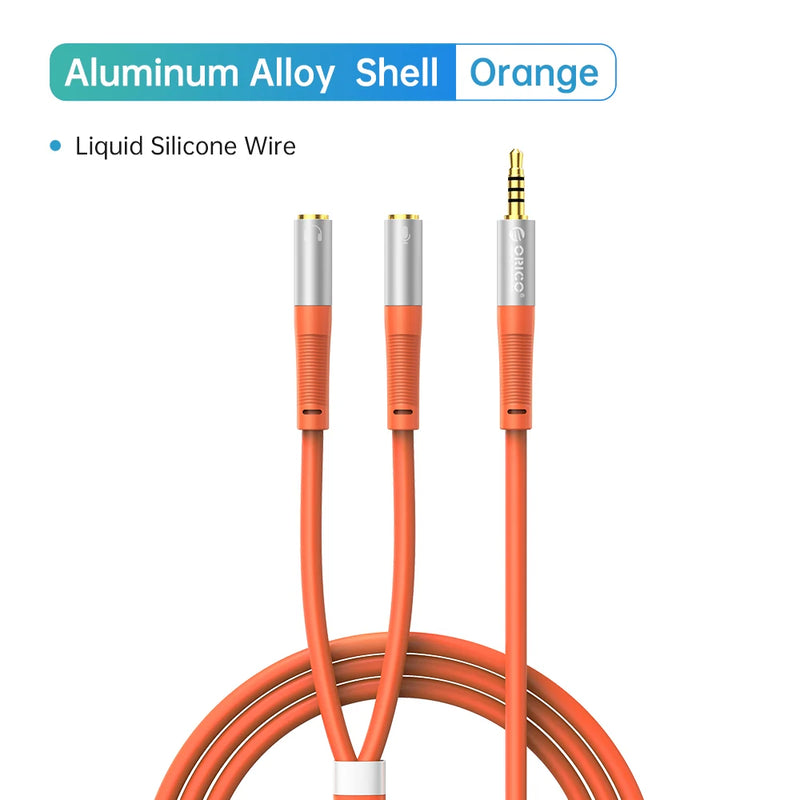 ORICO Headphone Splitter 3.5mm Audio Mic Cable Microphone Liquid Silicone Wire for PC Laptop Headsets Nintendo Switch Speaker