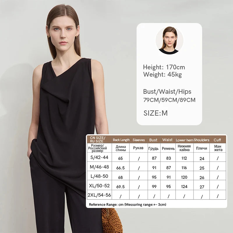 AMII Women Minimalist Elegant Summer Blouse 2026 Solid Sleeveless Casual Tank Tops Lady New Fashion Chiffon Vest Woman 12542019