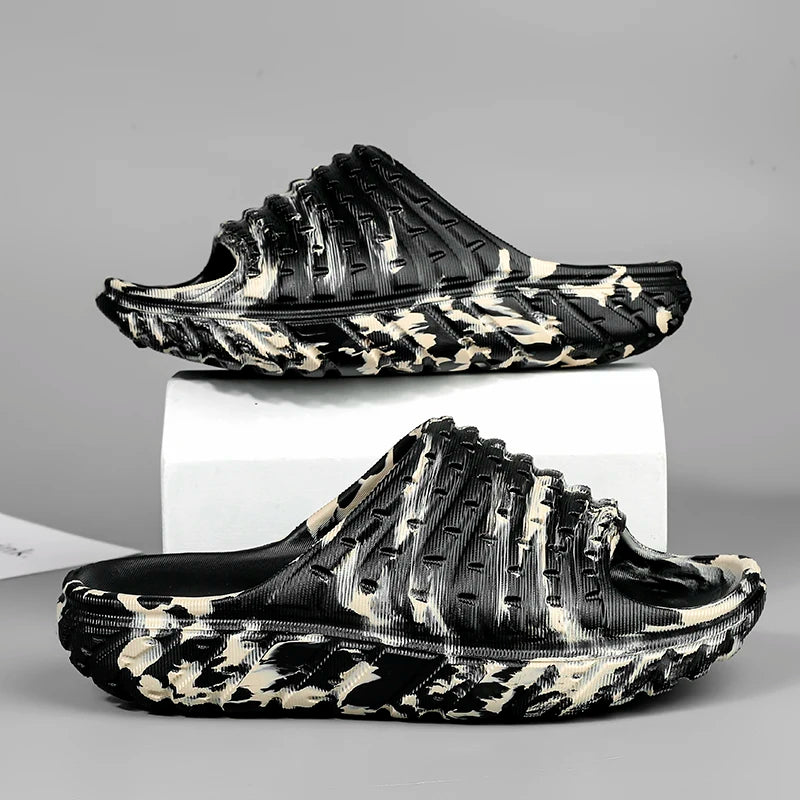 Mens Wide Toe Camouflage Slide Sandals Thick Platform EVA Open Toe Slippers Non Slip Comfort Casual Slides for Indoor Outdoor