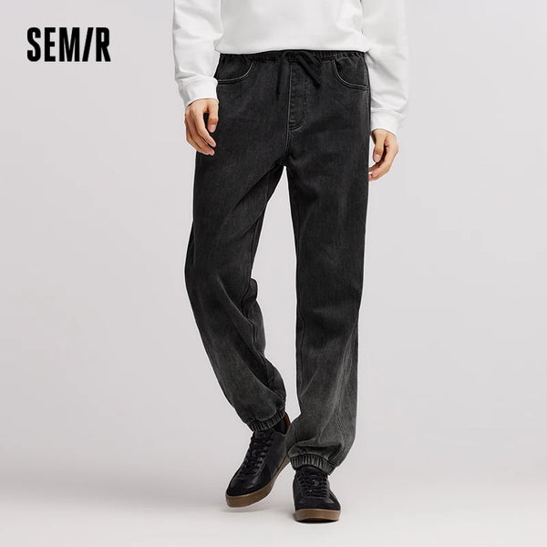 Semir Baggy Pants Men Gradient Elastic Cuff Oversize Denim 2025 Winter Jeans for Man Soft Denim Gradient Design