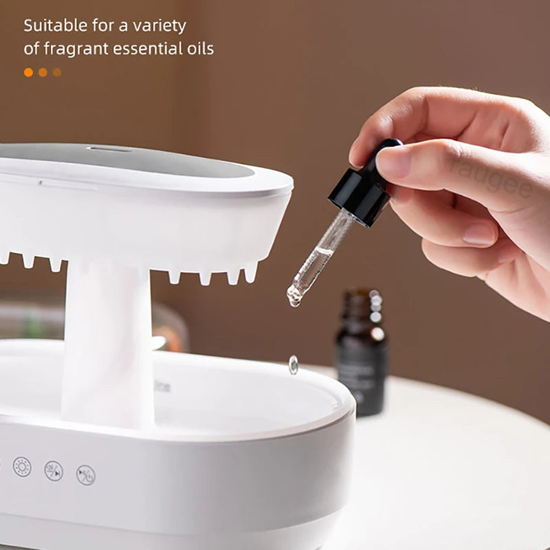 Simulated Raindrop Aromatherapy Diffuser Forest Green Drip Micro Landscape Essential Oil Humidifier Natural White Noise Music