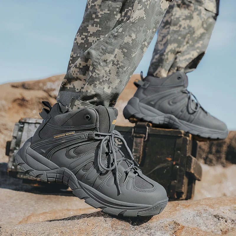 Men's Hiking Boots Four Seasons Anti-Slip Wear-Resistant Shock-Absorbing Breathable Cross-Country Training Boots Casual Walking