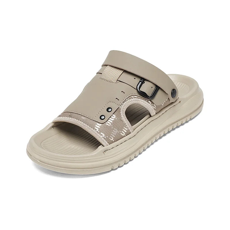 Men's one strap slides slippers summer breathable light anti slip fashion outdoor beach walking soft sole sports casual slippers