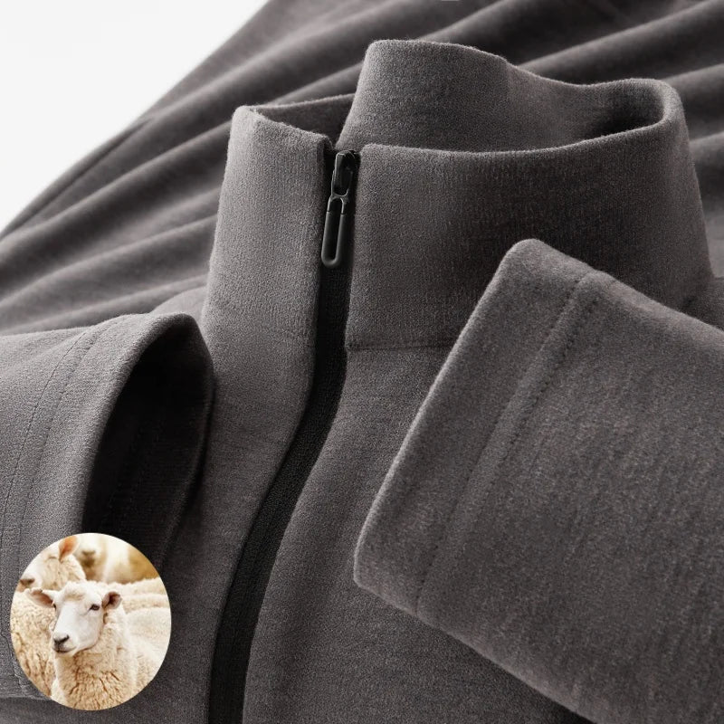 Men's Long-sleeve T-shirt, 2.5% Wool Blend Fabric, Soft and Warm, Ideal for Jogging, Running, and Smart Casual Wear
