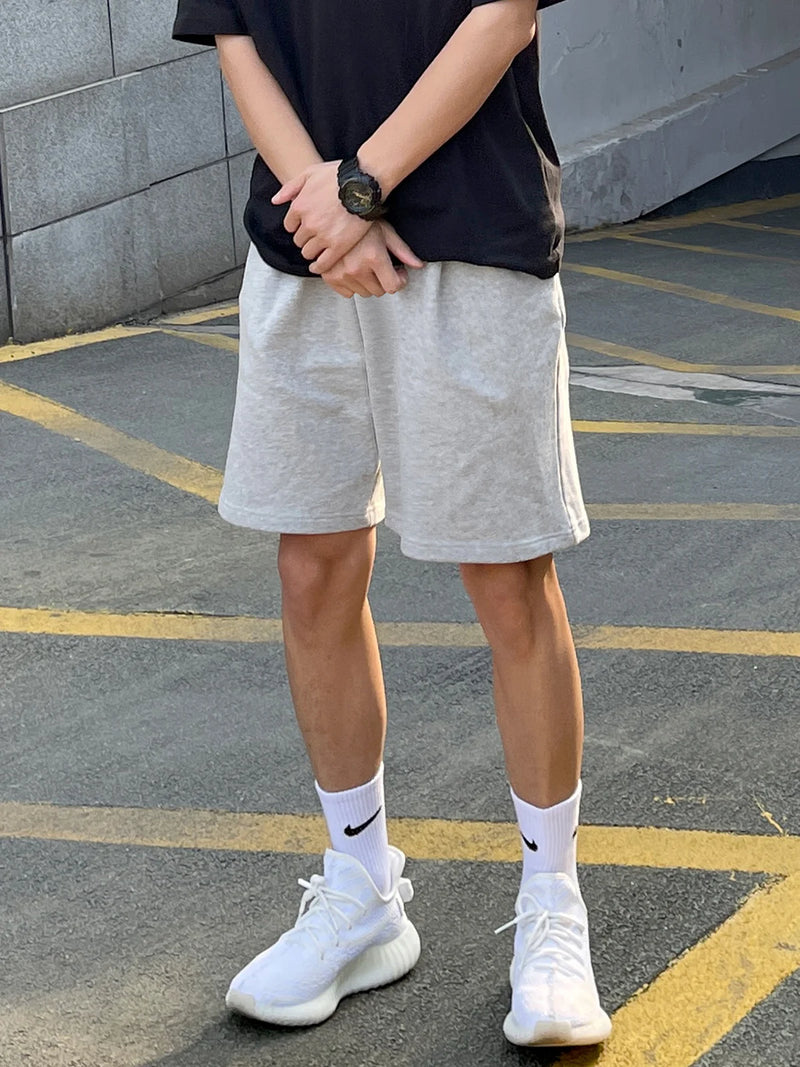 DUKEEN Terry Shorts Men 2024 Summer Loose Straight-Leg Sports Shorts Elastic Waist Running Casual Jorts Men's Pants