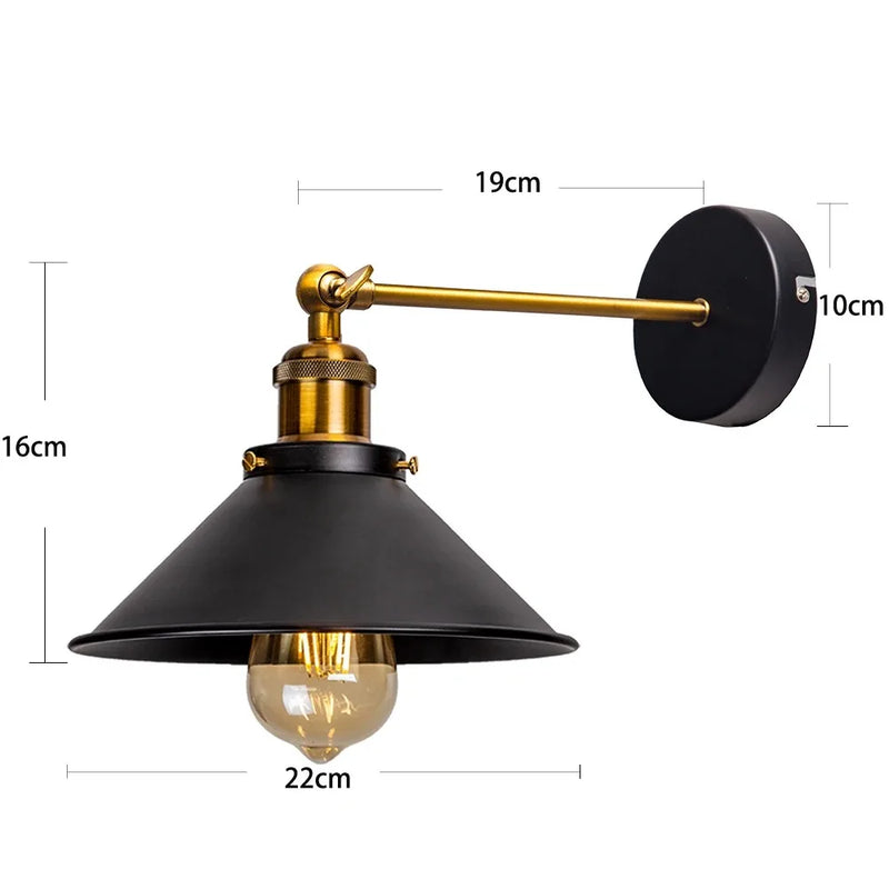 JOYINLED Vintage Industrial Metal Wall Sconce Lighting 180 Degree Adjustable Wall Light Rustic Antique Gooseneck Wall Lamp E27