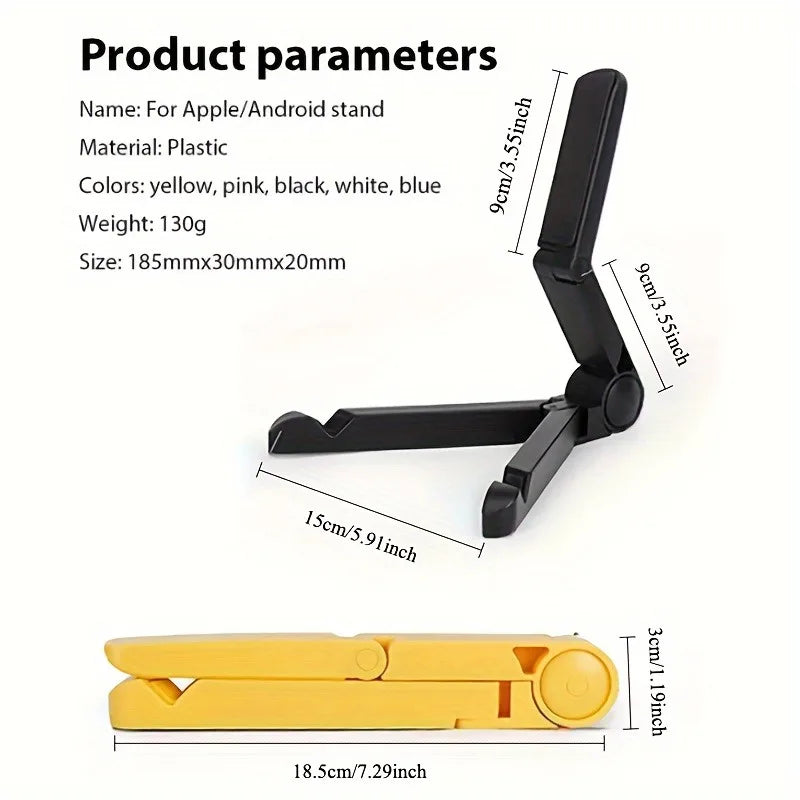 1pc Adjustable Folding Tablet Stand - PE Material, Non-slip Sticky Pad,  Portable Desktop Holder, Foldable & Compact Design.