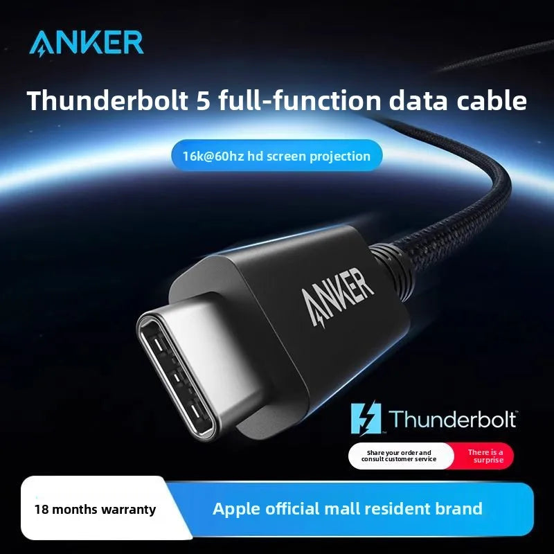 ខ្សែទិន្នន័យ ANKER Thunderbolt 5 មុខងារពេញលេញជាមួយនឹងការបញ្ជូន 120Gbps និងអេក្រង់បង្ហាញរូបភាពច្បាស់ខ្ពស់ 16K ស័ក្តិសមសម្រាប់កុំព្យូទ័រ