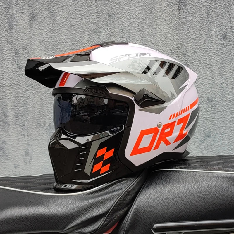 DOT  Certification ORZ Motorcycle Helmet Full Helmet ATV Downhill Motocross Capacete Men Detachable Chin Casco Moto For