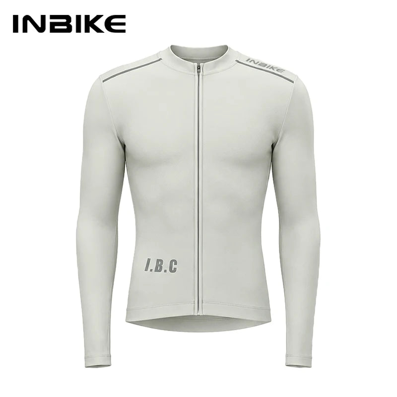 INBIKE Winter Fleece Cycling Suit Men Long Sleeve Jersey Bib Pants Set Road Bike Outdoor Sports Shockproof Padding with Pockets