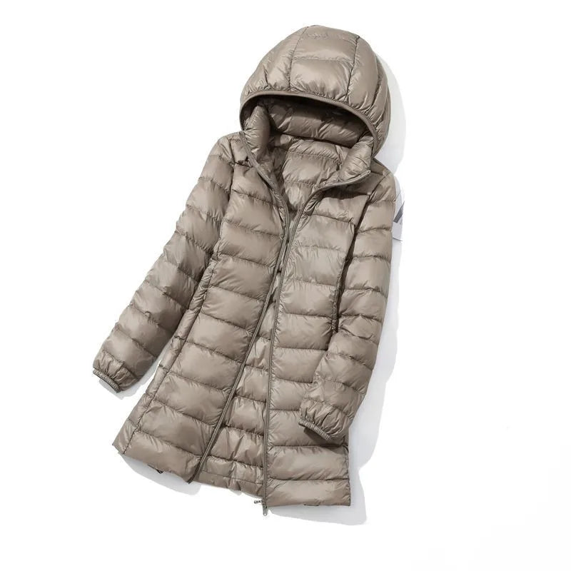 2026 New Waterproof Overcoat Women's Removable Cap Long-sleeved Parkas Winter Warm Jacket Female Red Blue Light/Thin Coats