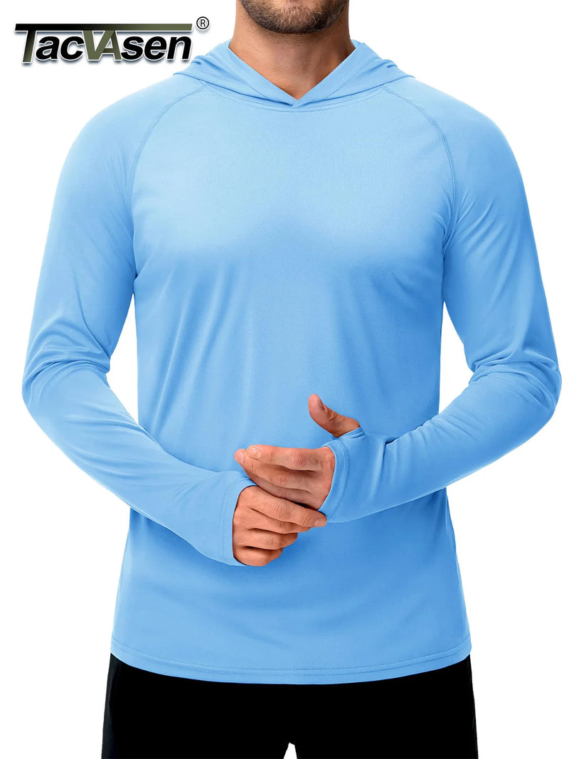 TACVASEN Sun Protection T-Shirts Mens Long Sleeve Hoodie Casual UV-Proof T-Shirts Breathable Lightweight Quick Dry T-Shirts Male