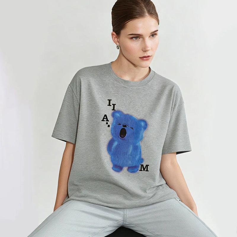 Amii Short Sleeve T-Shirt 2026 Summer New Round Neck Printed Stretch Cotton Tee Shirt Loose Fit Casual Top For Women 12642008