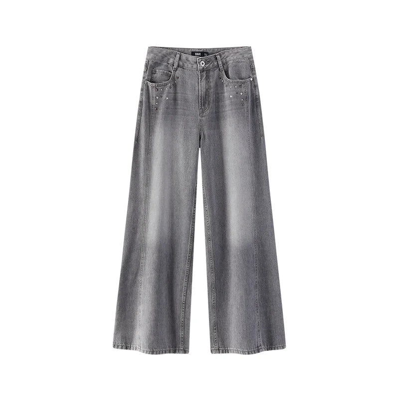 Semir Women Jeans Panelled Wide Leg Loose Fit 2026 Autumn Streetwear HighWaist Urban Casual Everyday Denim Pants