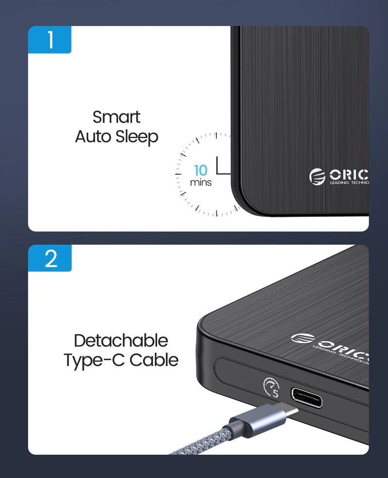ORICO 6Gbps HDD Case 2.5 inch SATA to USB 3.1 Hard Drive Enclosure Compatible 7mm-9.5mm 2.5" SATA III / II / I HDD and SSD Box