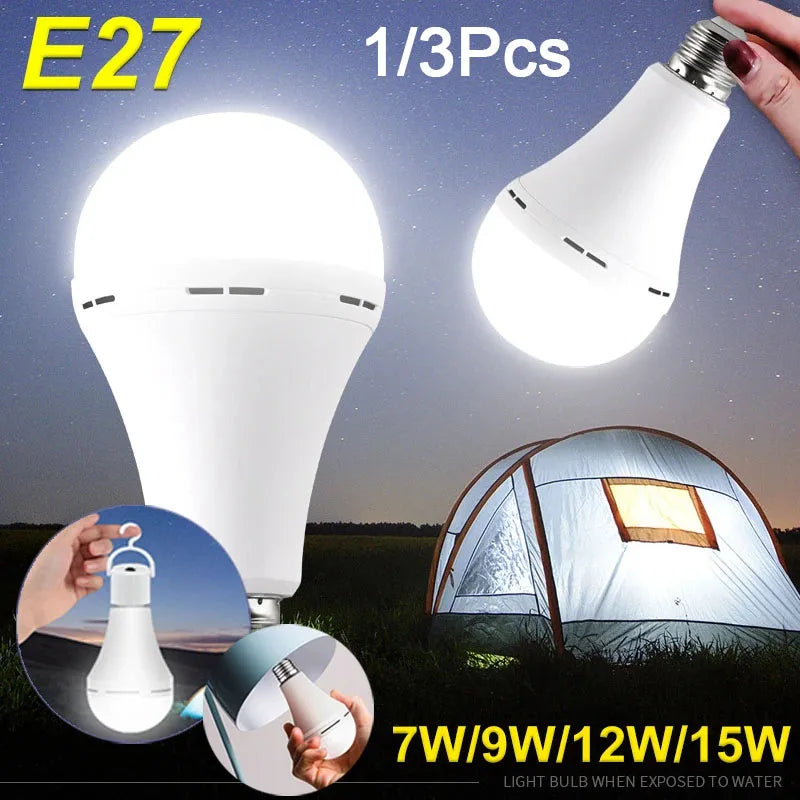 1/3 Pcs Rechargeable Bulb LED Outdoor Waterproof Emergency Light Portable Hanging Night Light Adjustable Camping Fishing Garden