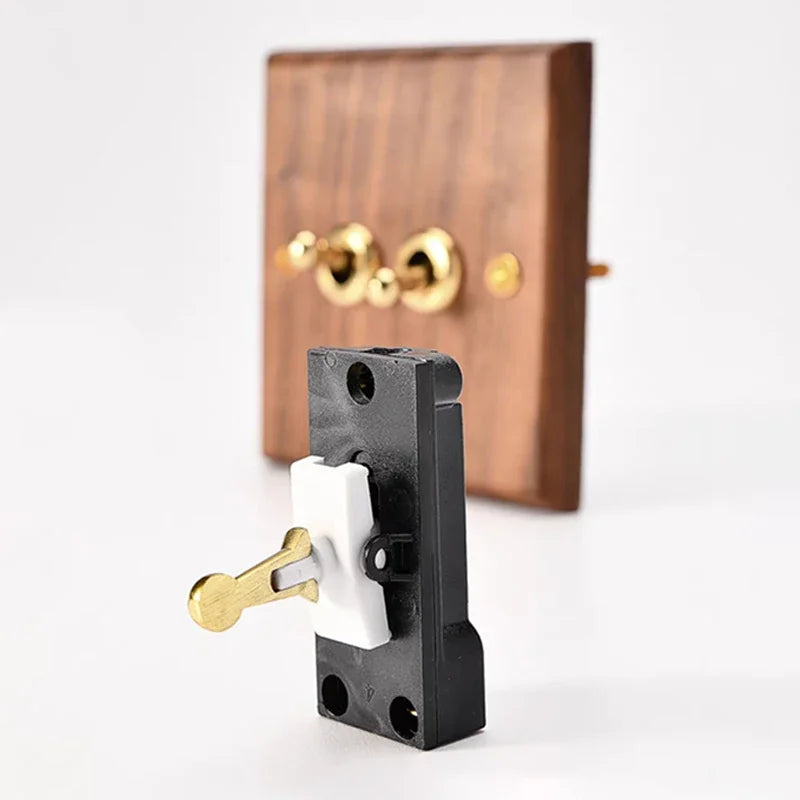 DepoGuye High quality retro American light switch socket, pure wood brass toggle switch plate, home &bed wall light switch