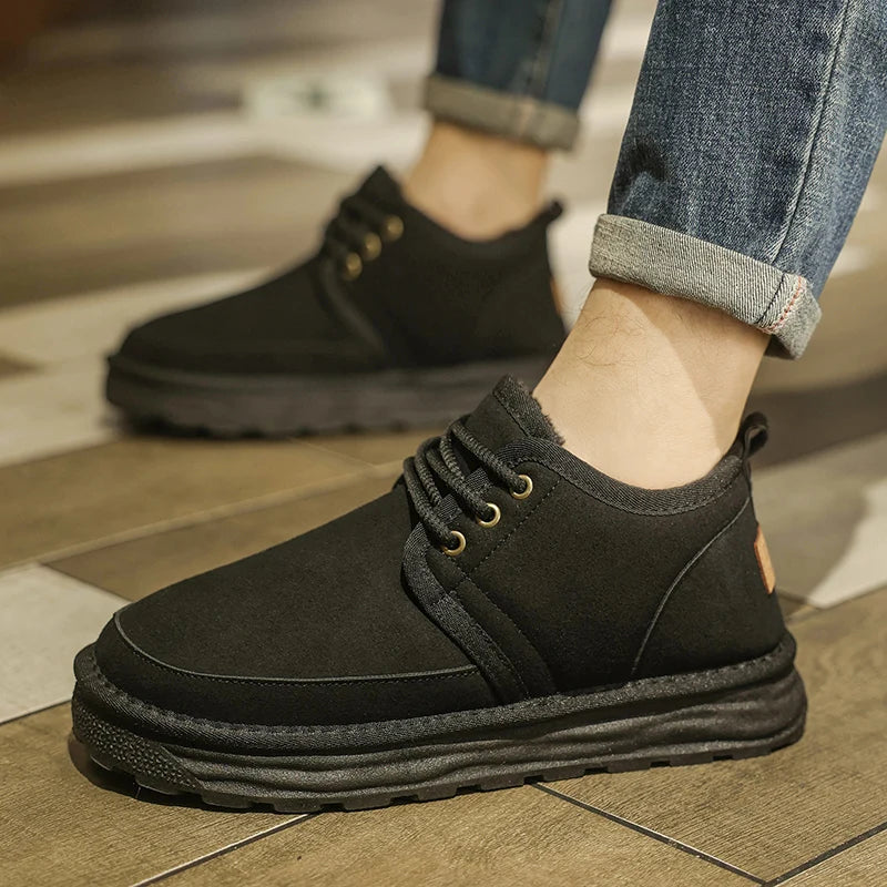 Men's casual snow boots winter warm and velvet cotton boots fashion soft-sole light non-slip comfort outdoor walking work boots