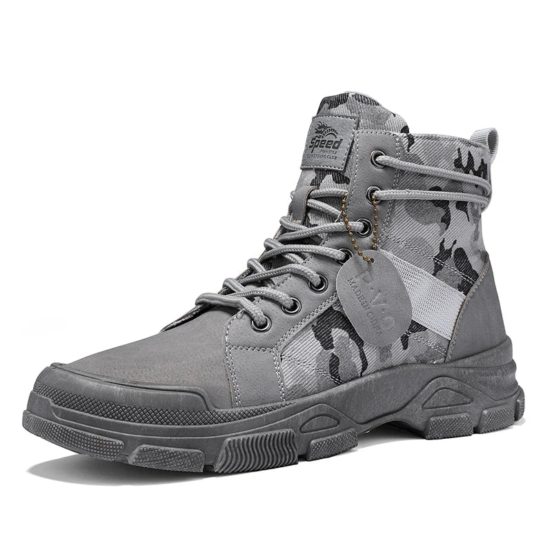 Men's canvas boots new autumn winter plus velvet high-top warm casual boots outdoor boots camouflage tooling boots casual boots