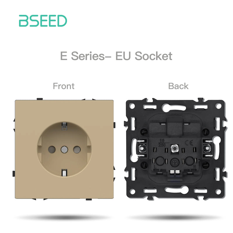 BSEED E Series Button Light Switch 1/2Gang 1/2Way USB Type-C Socket Module Part Internet TV Socket DIY Part 80mm Plastic Frame