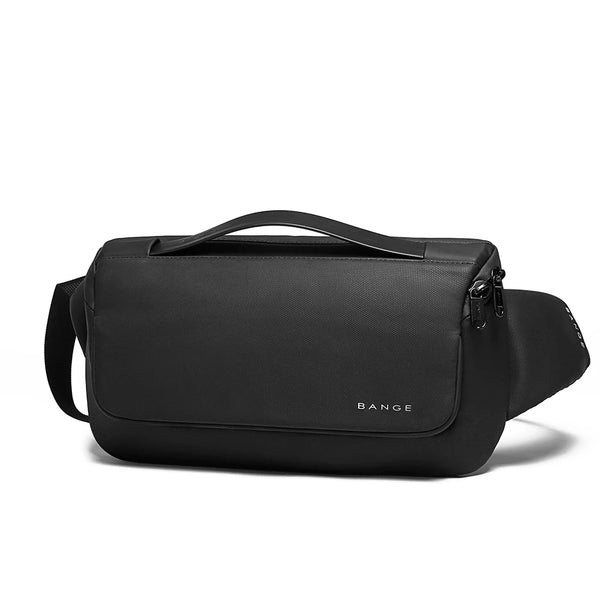 BANGE Premium Black Waterproof Minimalist CrossBag Personality Fashion Men Magnetic Messenger Bag Lightweight Sling Shoulder Bag