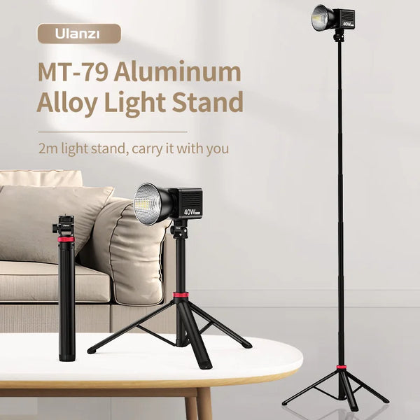 ជើងទ្រភ្លើងអាលុយមីញ៉ូម Ulanzi MT-79 ប្រវែង 2 ម៉ែត្រ ជើងទ្រជើងកាមេរ៉ាចល័ត សម្រាប់កាមេរ៉ា DSLR ស្មាតហ្វូន ភ្លើង LED វីដេអូ Flash Projector