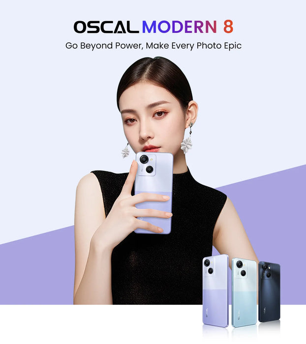 OSCAL MODERN 8 Smartphone 6.75inch Display 90Hz 128GB/256GB 50MP Rear Camera Mobile Phone 6000mAh Battery 18W Fast Charging GPS
