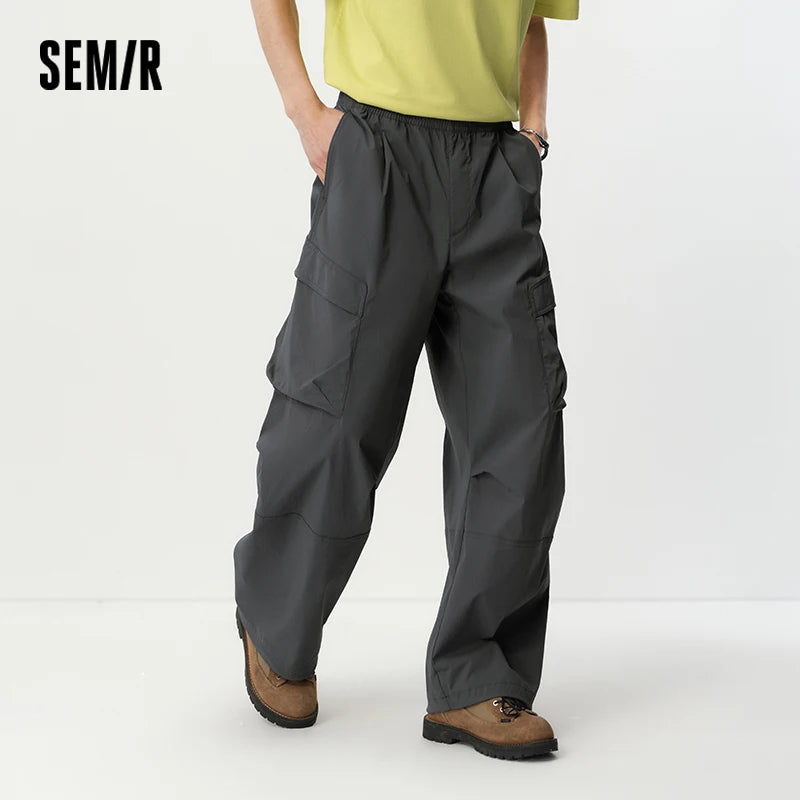 Semir Men Pants Cool Quick Dry Knee Pleated Workwear Curved Long Pants 2026 Summer Loose Straight Casual