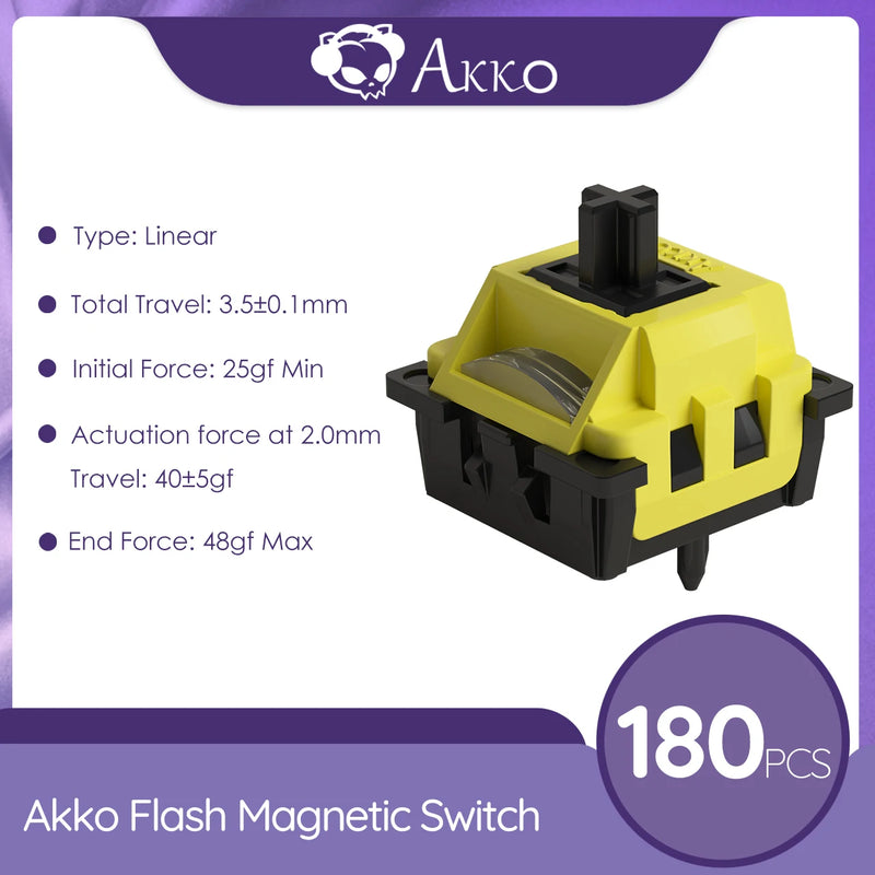 Akko Flash Magnetic Switch High Precision 25gf Linear Switch Factory Lubed with POM stem for Magnetic Mechanical Keyboard 45 pcs
