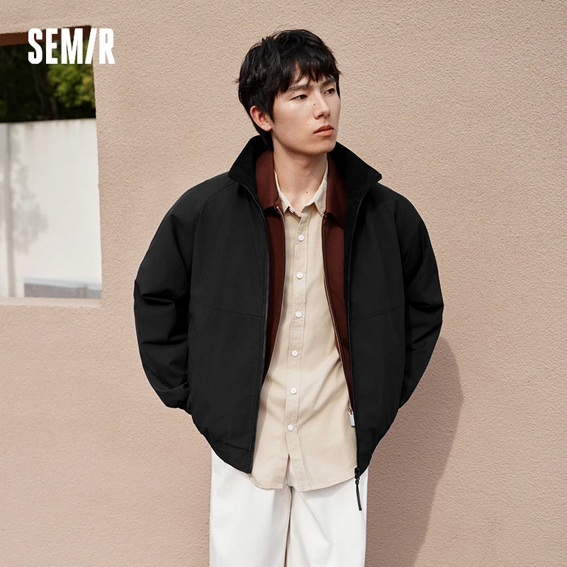 Semir Protective Jacket Men Winter Reversible Windproof Three-Resistant 2025 New Outdoor Loose Stand Collar Top Men'S Clothing