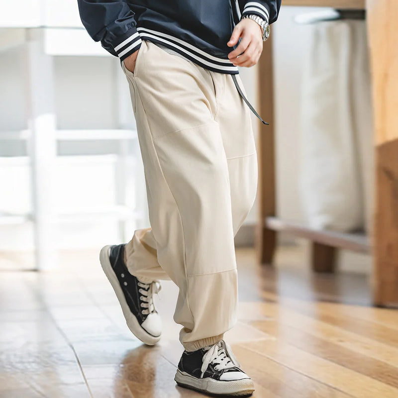 Maden Men's Casual Drawstring Corduroy Pants Loose Elastic Waist Wide Leg Relaxed Fit Trousers Outdoor Cityboy Jogger Sweatpants