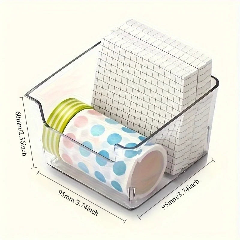 1/2pcs Transparent notepad storage box - Desktop Memo Stand, Office Stationery Storage Box, Desktop Accessory Organizer.